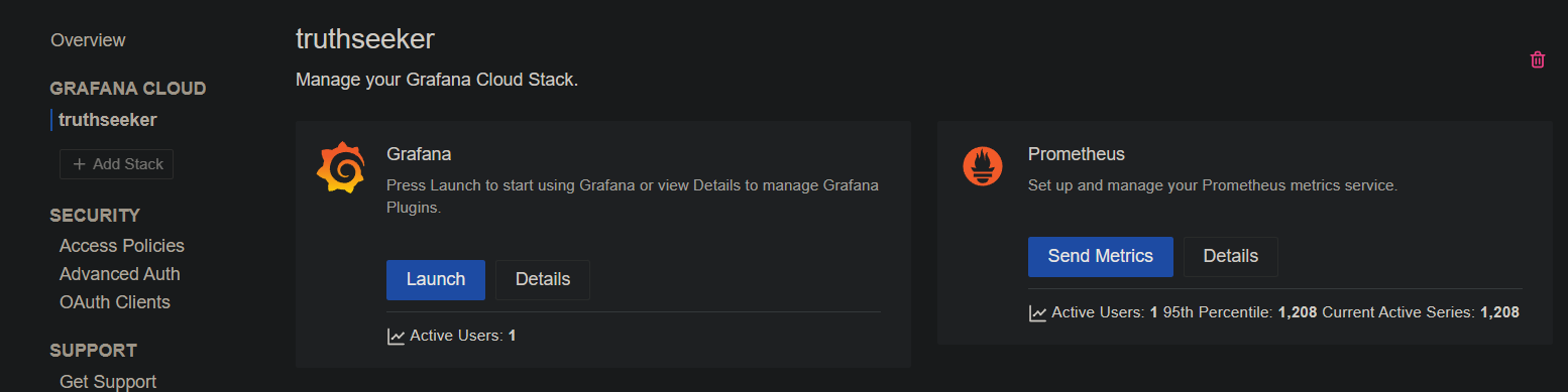 开启Grafana和Prometheus